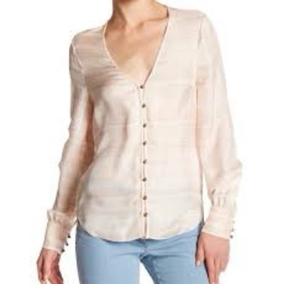 Veronica Beard Natural Bahia Silk Blouse - 6 - Picture 1 of 15
